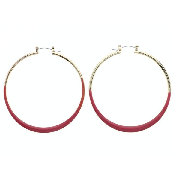 Gold pink hoop earrings NWOT - Picture 1 of 4